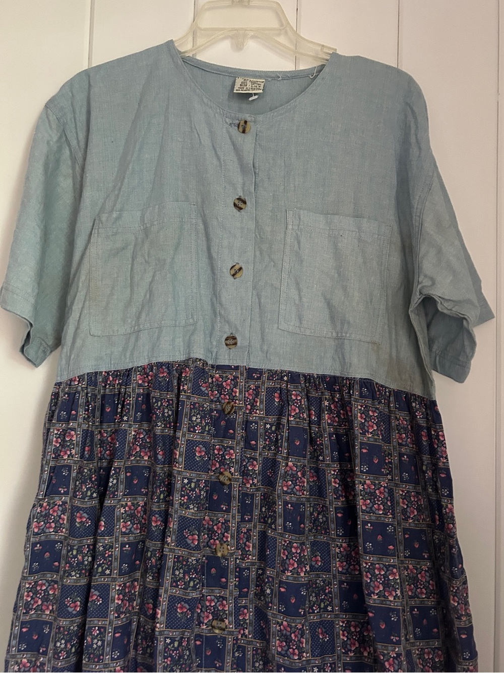 Vintage 90s Ames Cotton Floral Dress L large 14 16 brand Mermaid country flowers - Picture 7 of 15
